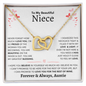 Niece Necklace - You are Beautiful Inside and Out - Interlocking Heart WB butterflies