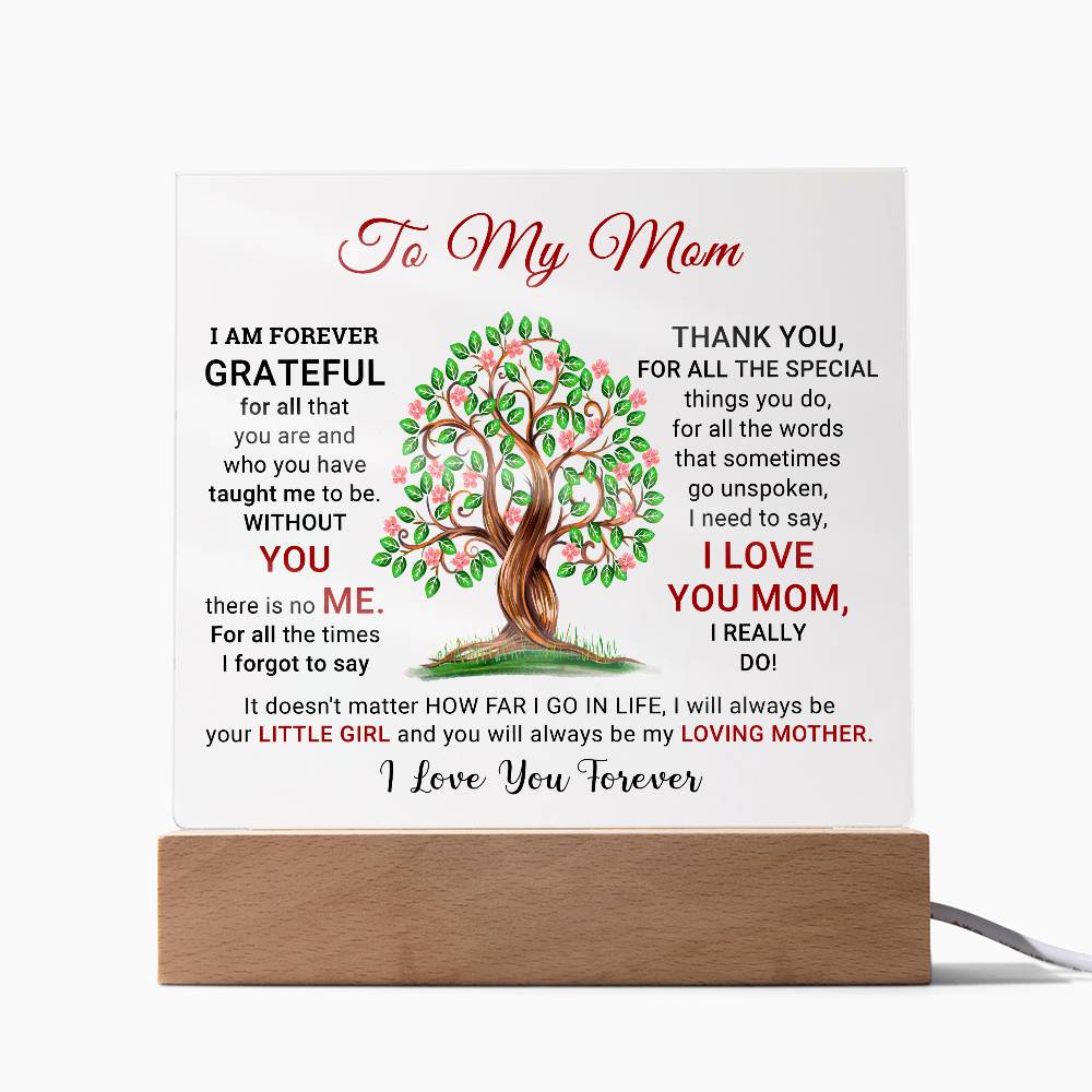 To My Mom - I Am Forever Grateful - Mother's Day Acrylic Square Plaque