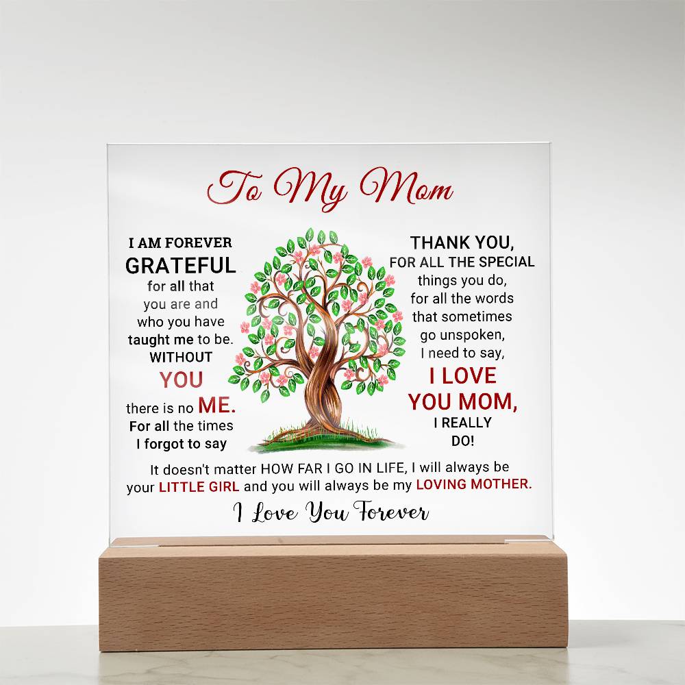 To My Mom - I Am Forever Grateful - Mother's Day Acrylic Square Plaque
