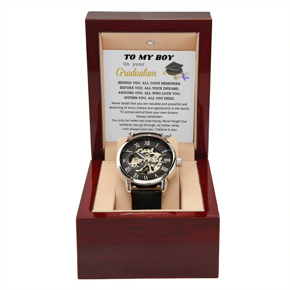 Perfect Graduation Gift - Congratulations - Men's Openwork Watch