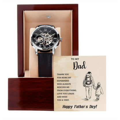 To My Dad - My Super Hero - Men's Openwork Watch