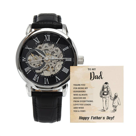 To My Dad - My Super Hero - Men's Openwork Watch