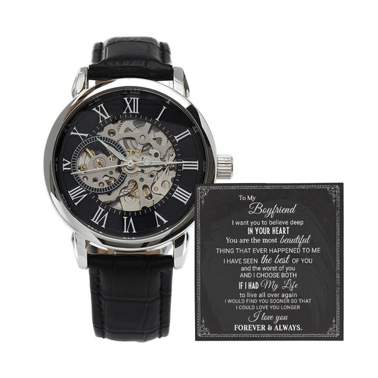 To My Boyfrined - I Love You Forever & Always - Men's Openwork Watch