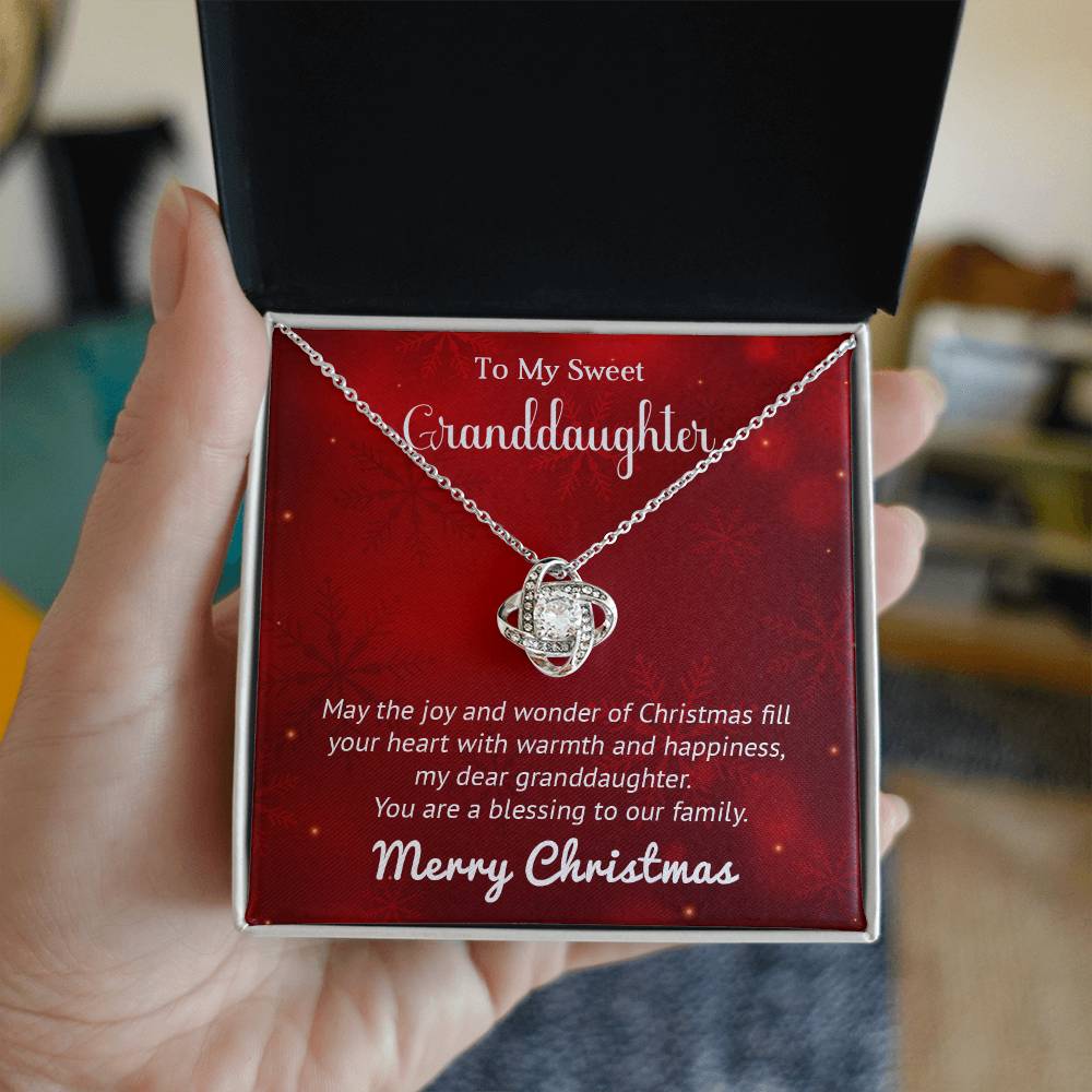 Granddaughter - Joy - Christmas Gift - Love Knot Necklace