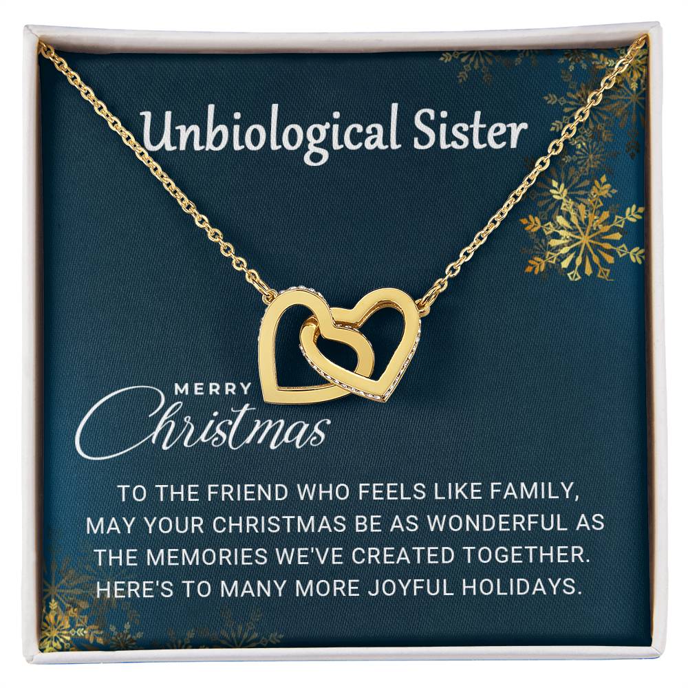 Unbiological Sister - Christmas Gift - Interlocking Hearts Necklace