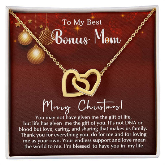 Bonus Mom - Life - Christmas Gift - Interlocking Hearts Necklace