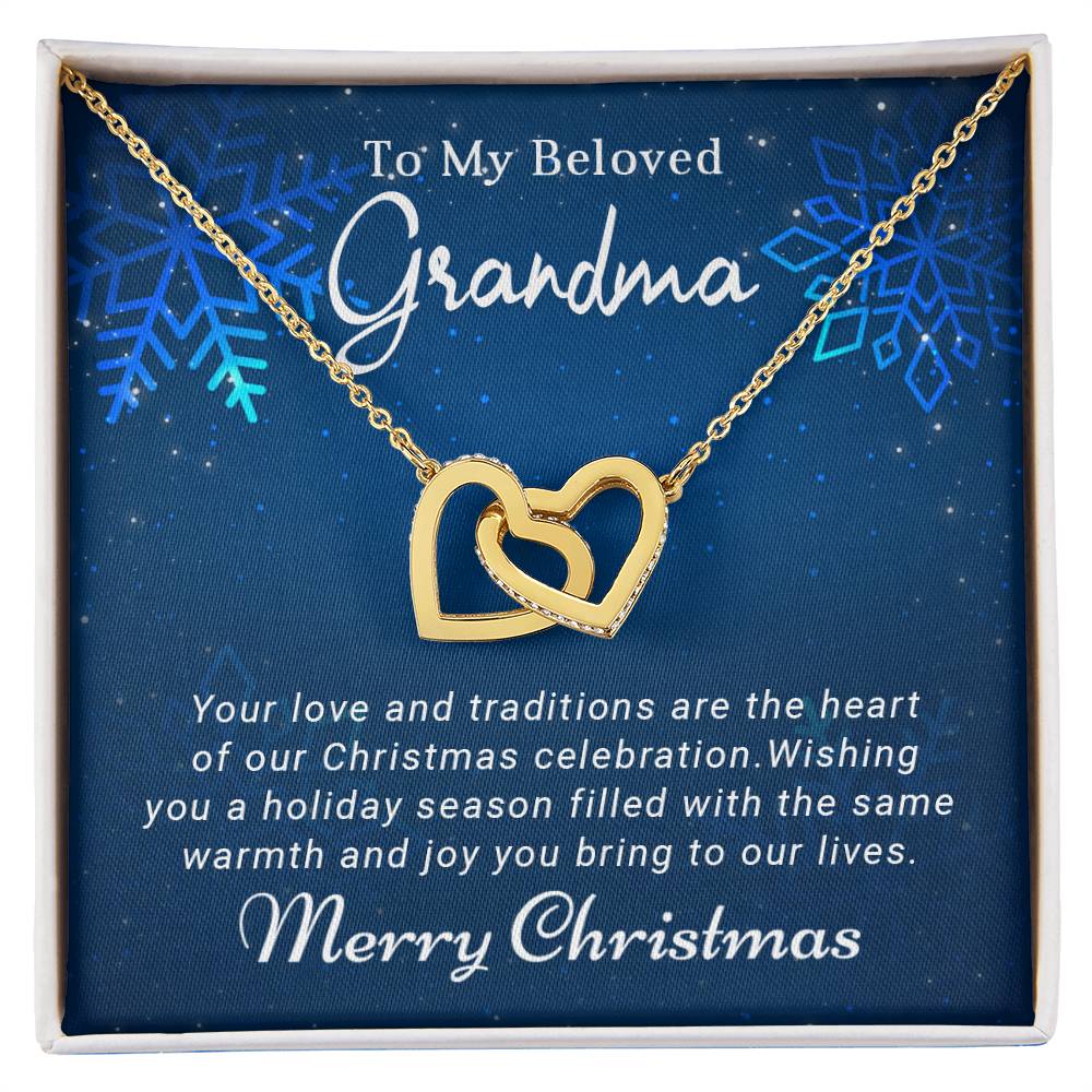 Grandma - Warmth & Joy - Christmas Gift - Interlocking Hearts Necklace