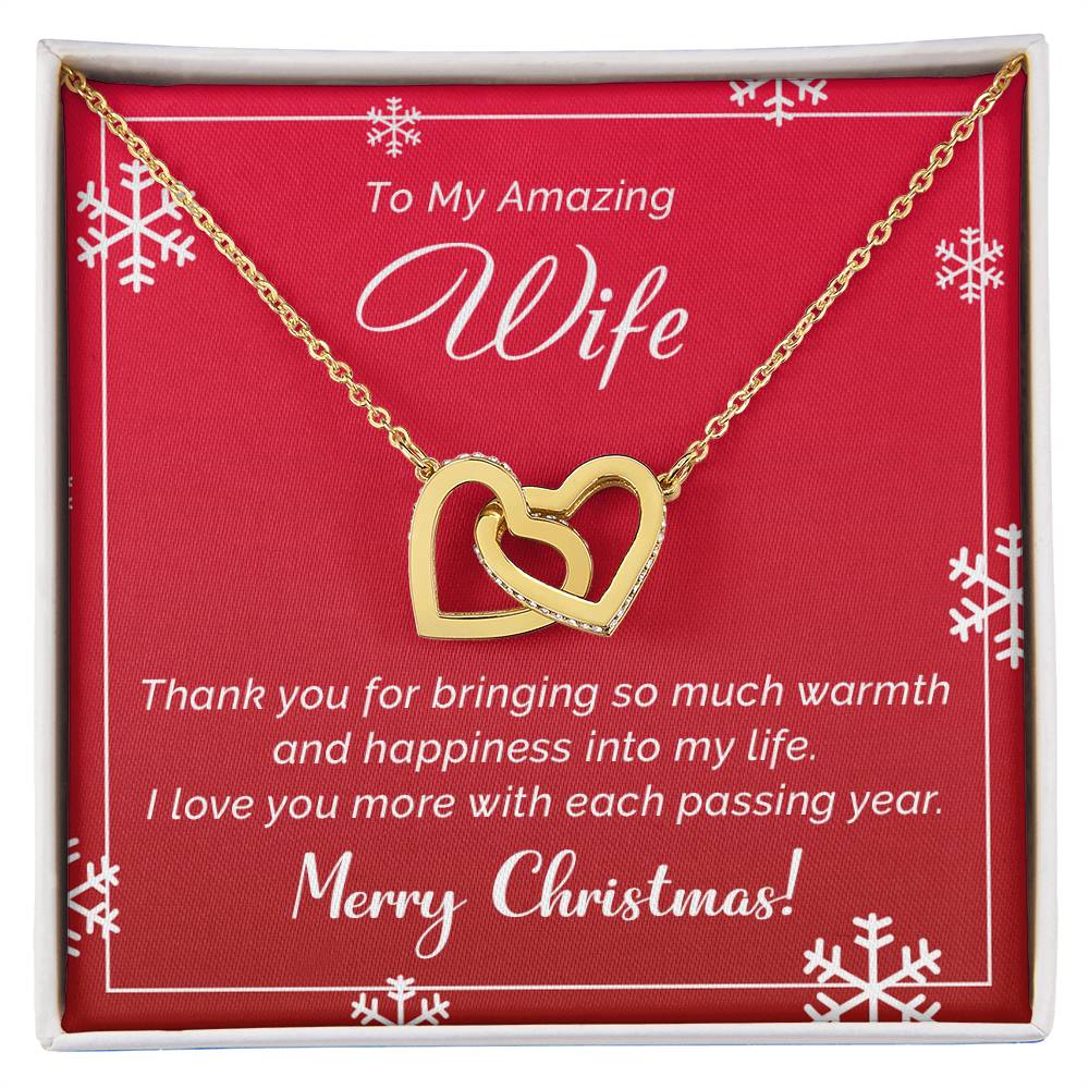 Wife - Happiness - Christmas Gift - Interlocking Hearts Necklace