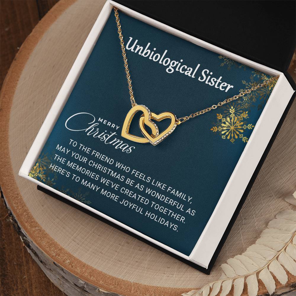 Unbiological Sister - Christmas Gift - Interlocking Hearts Necklace