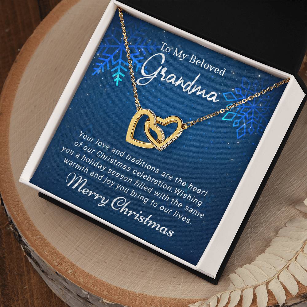 Grandma - Warmth & Joy - Christmas Gift - Interlocking Hearts Necklace