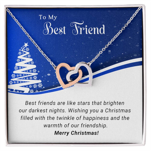 Best Friend - Like Stars - Christmas Gift - Interlocking Hearts Necklace