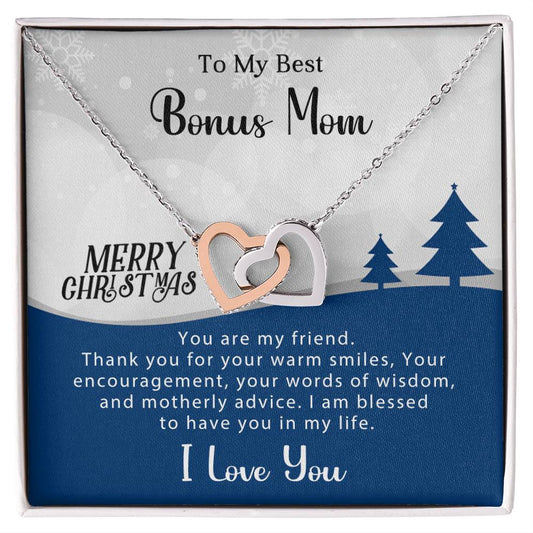 Bonus Mom - Wisdom - Christmas Gift - Interlocking Hearts Necklace