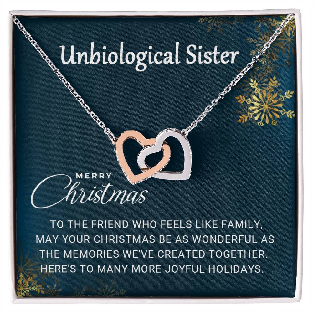 Unbiological Sister - Christmas Gift - Interlocking Hearts Necklace