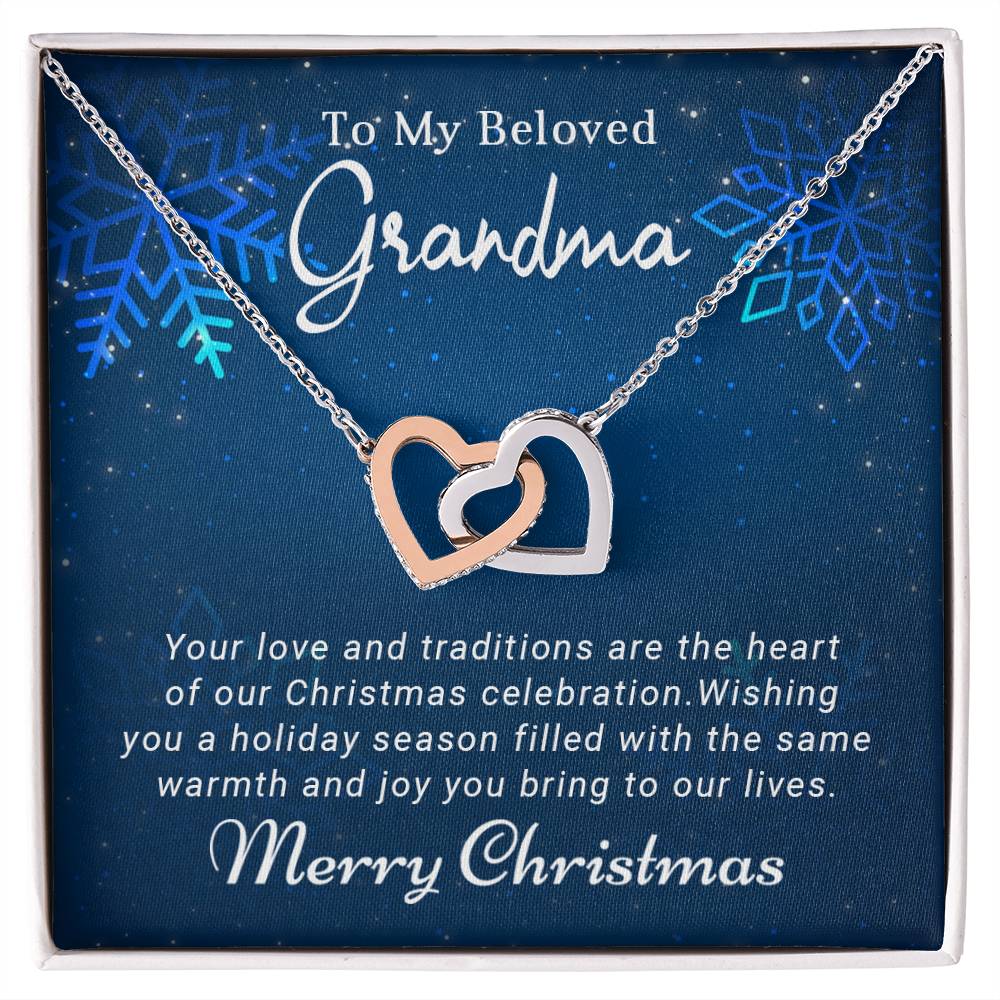 Grandma - Warmth & Joy - Christmas Gift - Interlocking Hearts Necklace