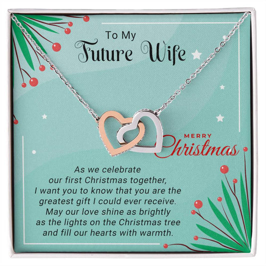 Future Wife - Celebrate - Christmas Gift - Interlocking Hearts Necklace