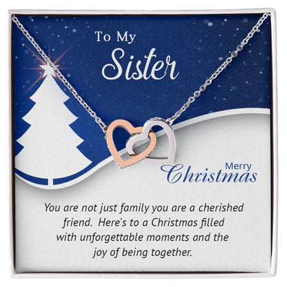 Sister - Cherished - Christmas Gift - Interlocking Hearts Necklace