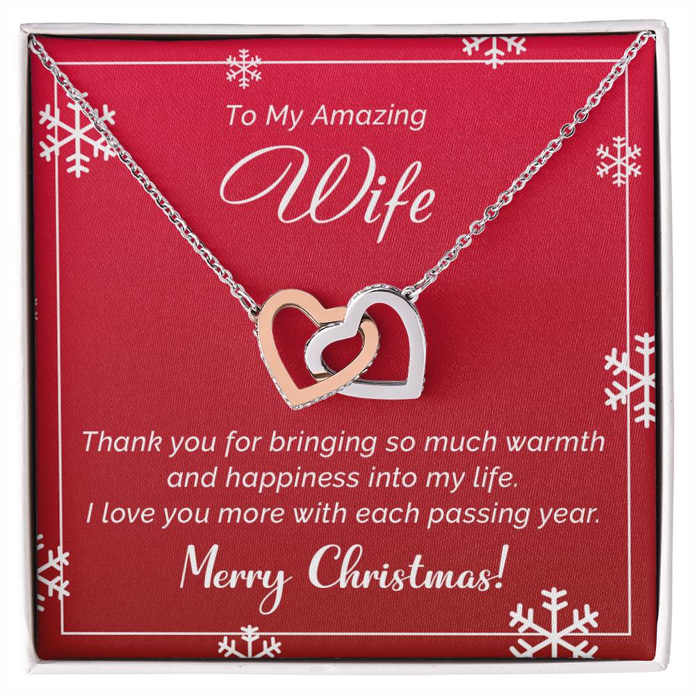 Wife - Happiness - Christmas Gift - Interlocking Hearts Necklace