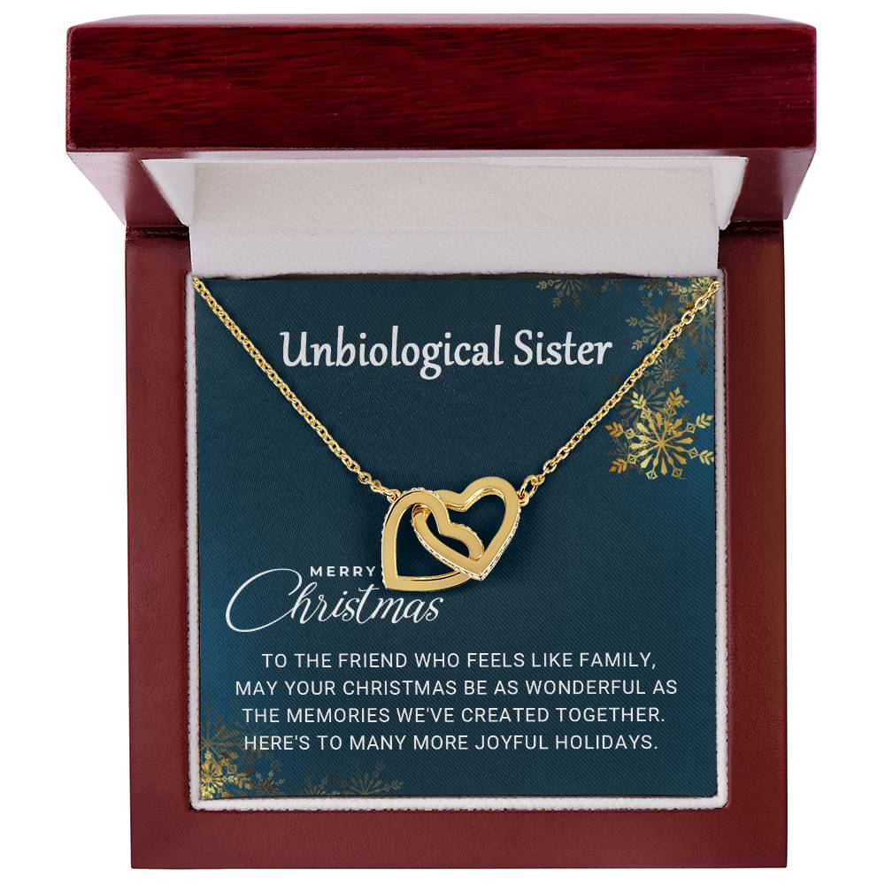 Unbiological Sister - Christmas Gift - Interlocking Hearts Necklace