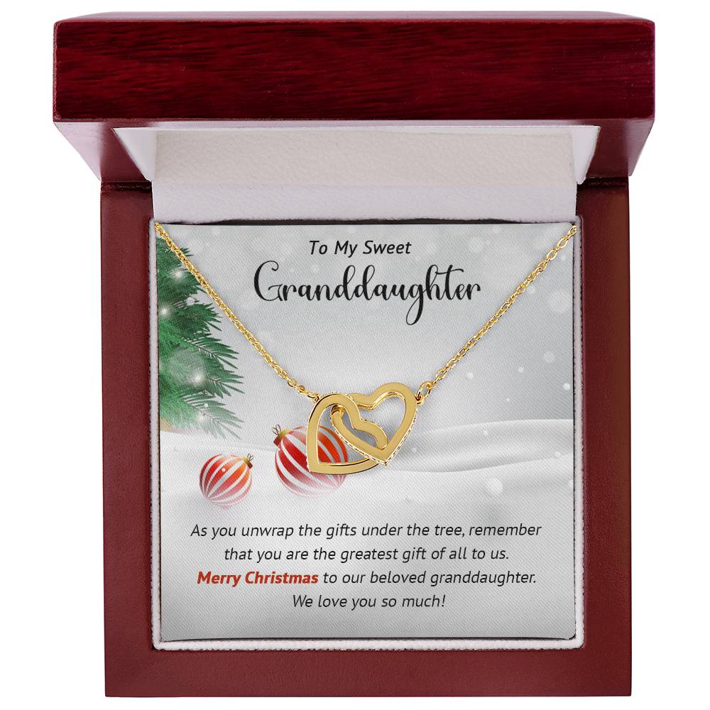 Granddaughter - Greatest - Christmas Gift - Interlocking Hearts Necklace