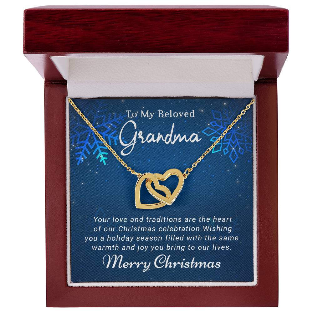 Grandma - Warmth & Joy - Christmas Gift - Interlocking Hearts Necklace