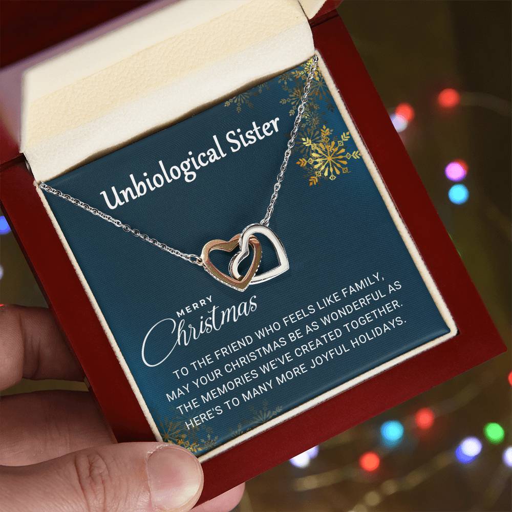 Unbiological Sister - Christmas Gift - Interlocking Hearts Necklace