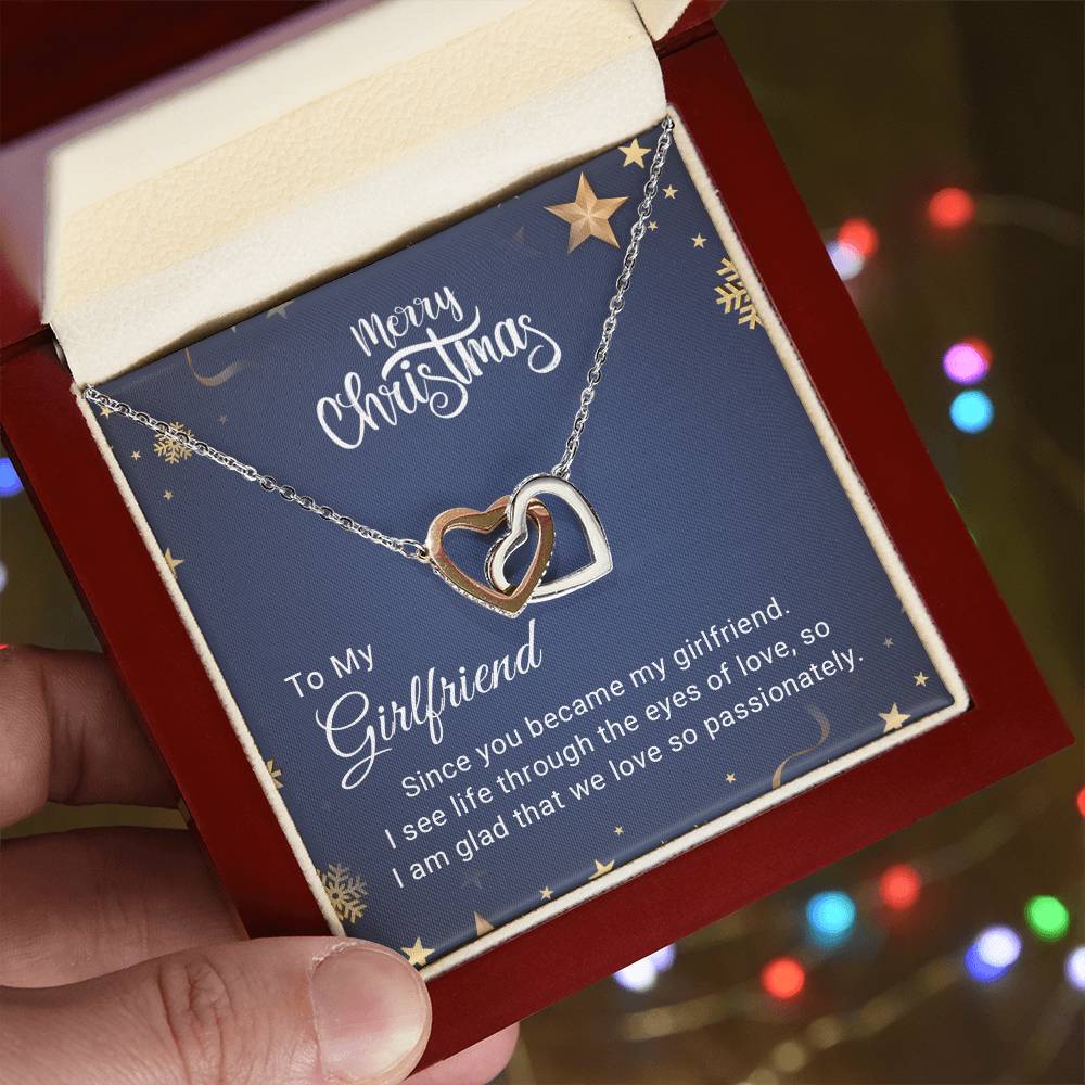 Girlfriend - Eyes of Love - Christmas Gift - Interlocking Hearts Necklace