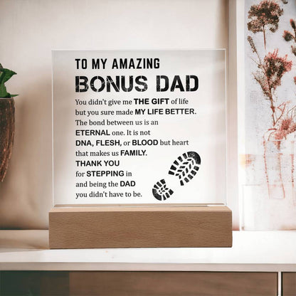 To My Amazing Bonus Dad - Thank You For Stepping In - Acrylic Square Plaque