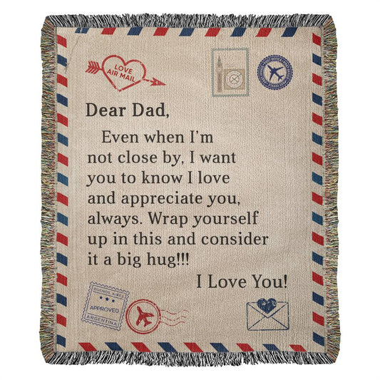 Dear Dad - I Love You - Heirloom Photo Woven Blanket