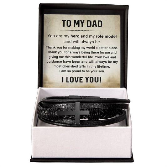 To My Dad - I Am So Proud To Be Your Son - Men's Cross Bracelet