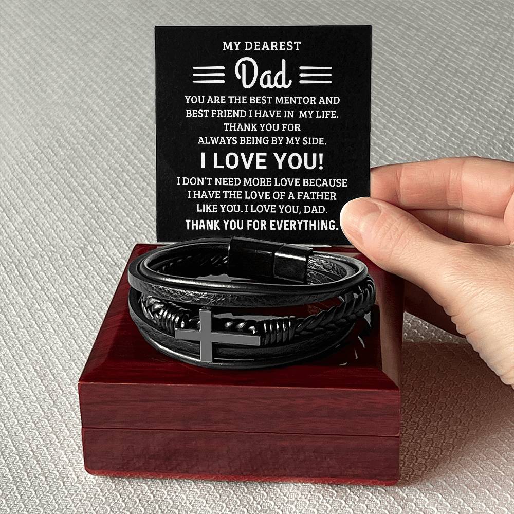 My Dearest Dad - Thank You For Everything - Men's Cross Bracelet