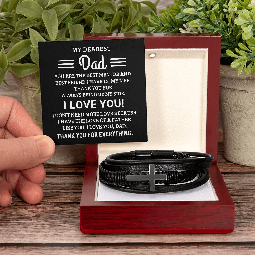 My Dearest Dad - Thank You For Everything - Men's Cross Bracelet