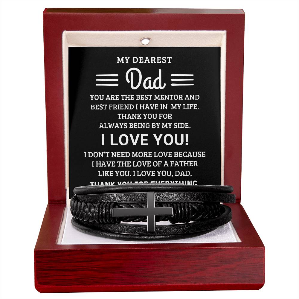 My Dearest Dad - Thank You For Everything - Men's Cross Bracelet