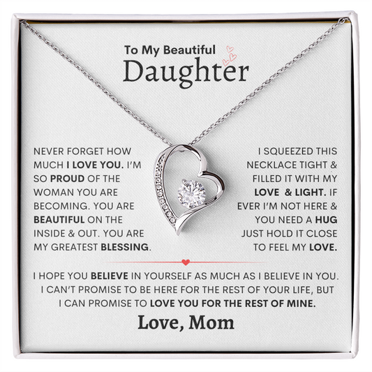 Daughter Necklace - You are Beautiful Inside and Out - Forever Love WB